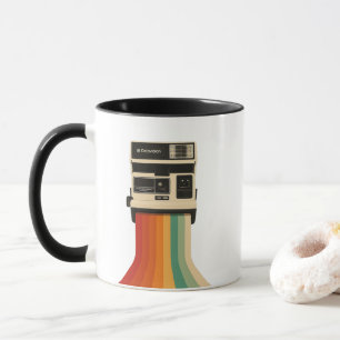 Caneca Câmera Retro com Impressão de Arco-íris