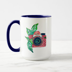 Caneca Câmera Rosa Vintage Sorriso