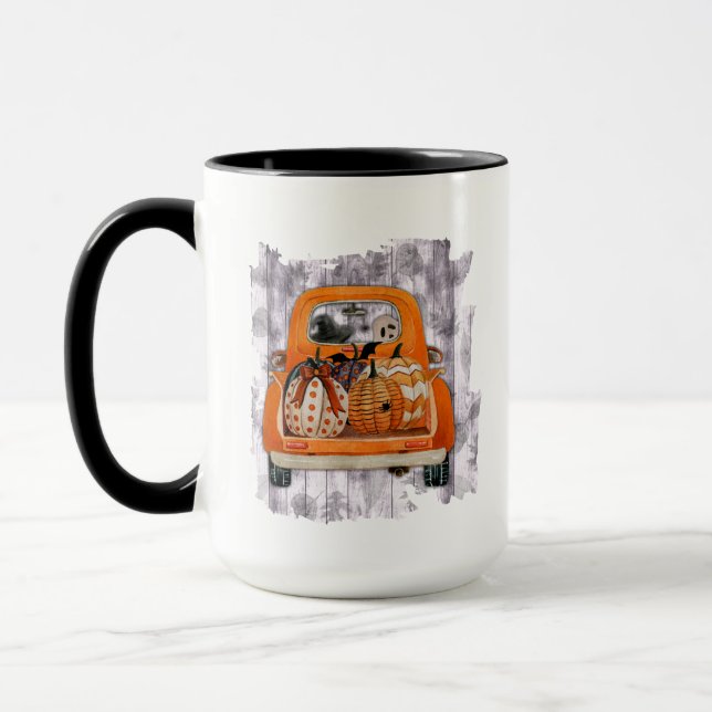 Caneca Caminhão de colheita de laranja do Halloween com a (Esquerda)