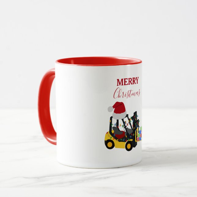 Caneca Caminhão de empilhadeira de Natal (Frente Esquerda)