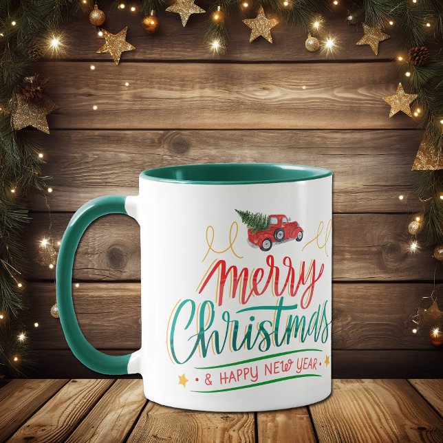 Caneca Caminhão de Estilo Retroativo Feliz Natal (Criador carregado)