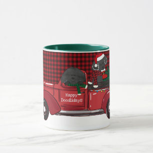 Caneca Caminhão de Natal Vermelho e Bonito Labradoodles