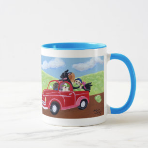 Caneca Caminhão e pintura vermelhos de Labradors