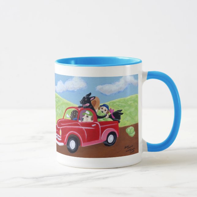 Caneca Caminhão e pintura vermelhos de Labradors (Direita)