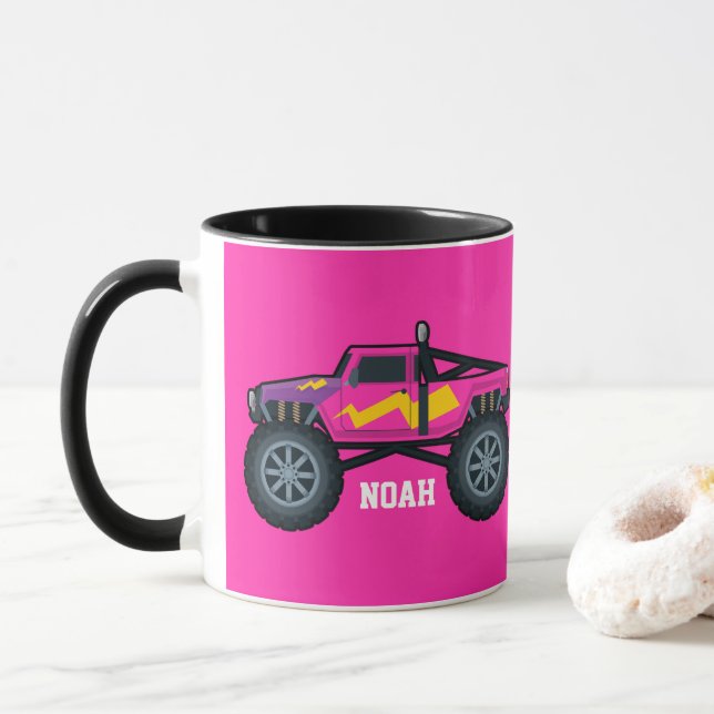 Caneca Caminhão Monstro da Corrida, para Meninos e Menina (Com Donut)