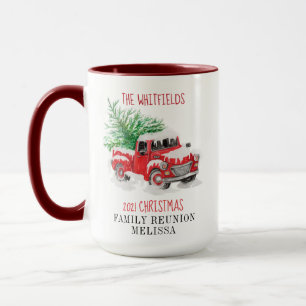 Caneca Caminhão Vermelho Personalizado de Reunião de Famí