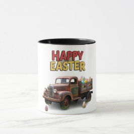 Caneca Caminhão Vintage com Felz pascoa de Ovos de Páscoa