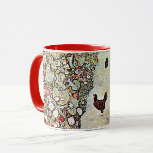 Caneca Caminho do Jardim com Galinhas, Gustav Klimt, Art  (Frente Esquerda)