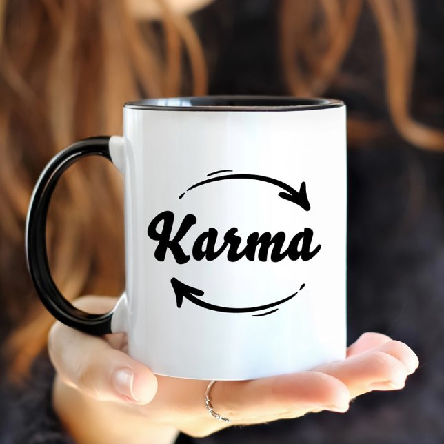 Caneca Caminho do Karma Cotações Divertidas Tipografia Mo (Karma Circle Yoga Fate Buddha Life Funny Black Mug)