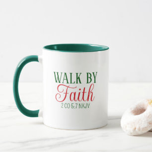 Caneca Caminho por Faith Bíblia Verse White e Verde Festi
