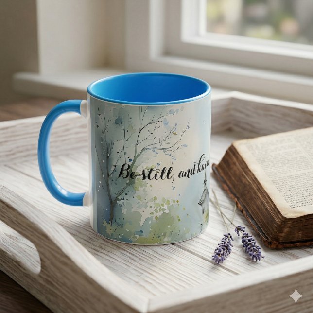 Caneca Caminho Rústico da Igreja em Prado de Flores Silve (Morning Coffee With Rustic Church Path in Wildflower Meadow Text Mug)