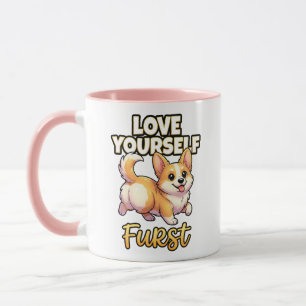 Caneca Camisa de Amor Próprio Corgi Fofo – Ame a Si Mesmo