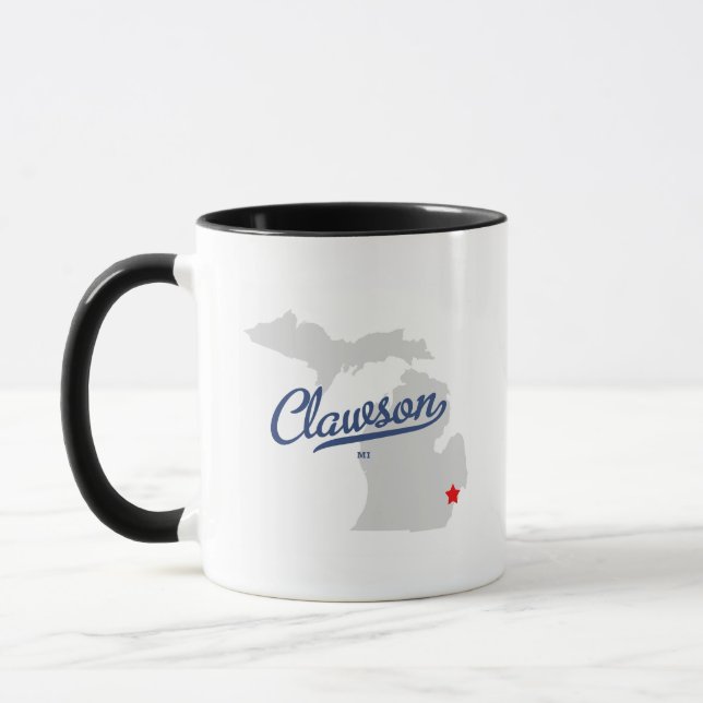 Caneca Camisa de Clawson Michigan MI (Esquerda)