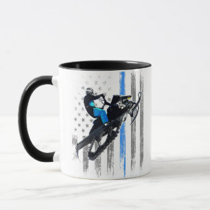 Caneca Camisa de Moto de Neve com Bandeira Americana Masc