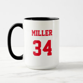 Caneca Camisa Esportiva Vermelha com Nome e Número Person
