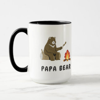 Caneca Camisa Papa Bear Campfire Arte Design Para Homens