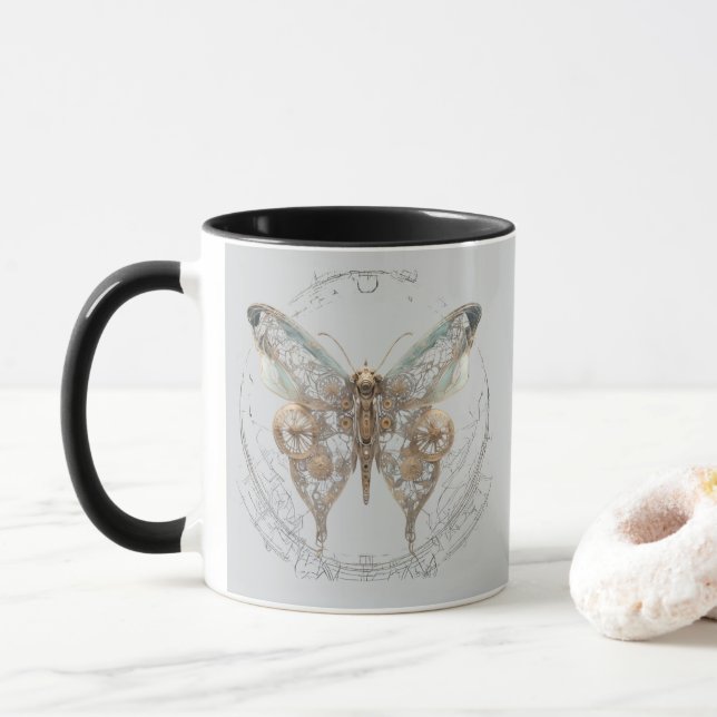 Caneca Camisa Steampunk Borboleta  (Com Donut)