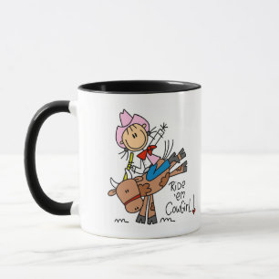 Caneca Camisas e Presentes de Cowgirl em Bastão Montando