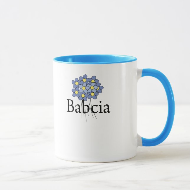 Caneca Camiseta Bonito de Flor Azul Babcia (Direita)