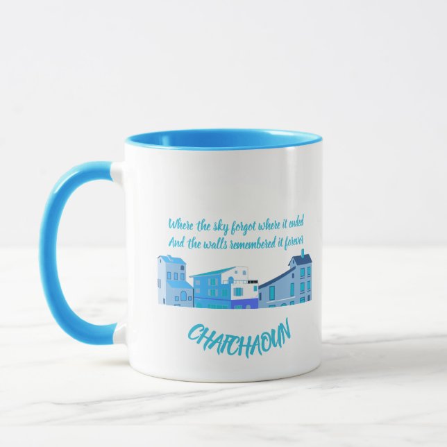 Caneca Camiseta Citação de Chefchaouen (Esquerda)