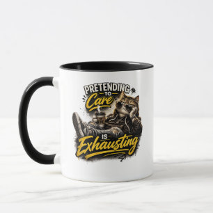 Caneca Camiseta com design de gato sarcástico “Fingindo s