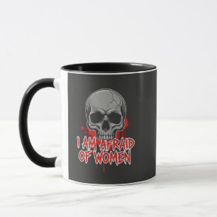 Caneca Camiseta com Design de Medo de Mulheres