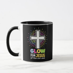 Caneca Camiseta Cruz Cristã Brilha para Jesus Bíblico Jes