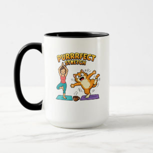 Caneca Camiseta de Ioga de Gato Engraçado Alongamento Per