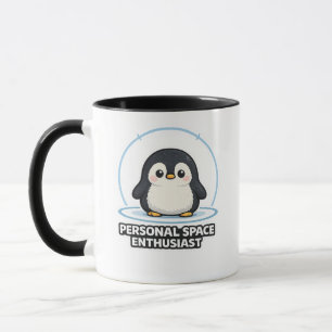 Caneca Camiseta de Pinguim Fofo Entusiasta do Espaço Pess