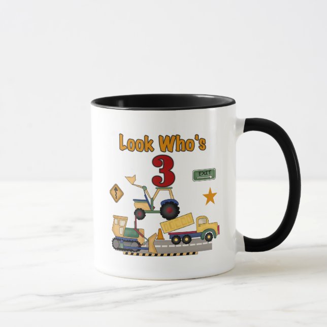 Caneca Camiseta do aniversário de 3 anos dos veículos da (Direita)
