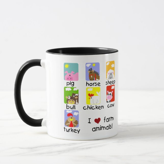 Caneca Camiseta e presentes dos animais de fazenda (Esquerda)