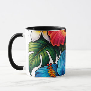 Caneca Camiseta feminina com design floral vintage colori