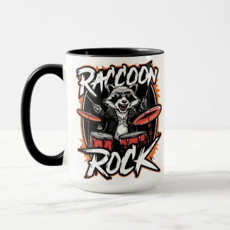 Caneca Camiseta Raccoon Rock - Design Engraçado Raccoon C