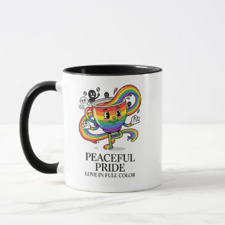 Caneca Camiseta Retro Copa de Café Arco-Íris Orgulho Pací