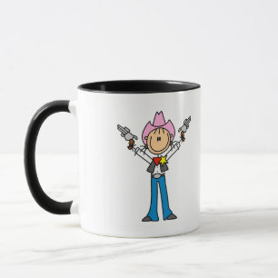 Caneca Camisetas de Vaqueira Xerife em Figuras de Palito