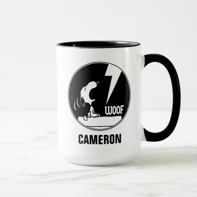 Caneca Camisetas Rock | Snoopy Howling | Adicione seu nom (Direita)