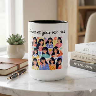 Caneca Camisola Feminina Floral Cresça No Seu Próprio Rit