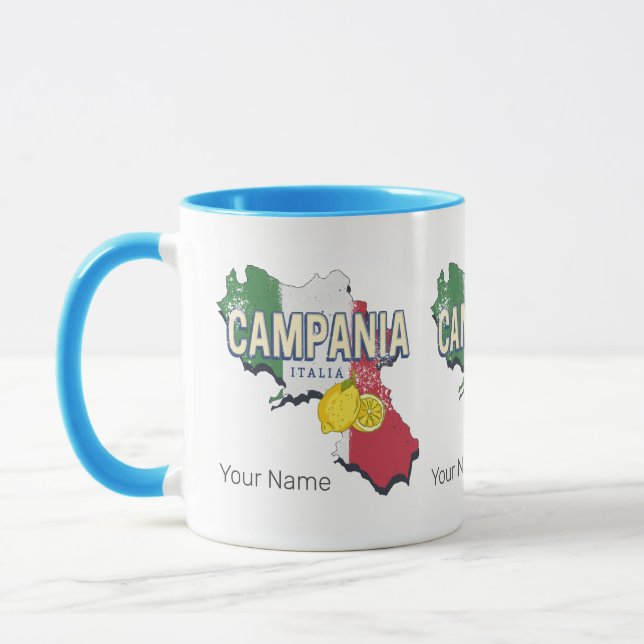 Caneca Campania Itália - Região Retro Mapa Vintage Souven (Esquerda)