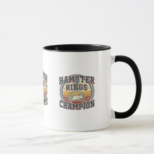 Caneca Campeão de Anéis de Hamster Design Retro