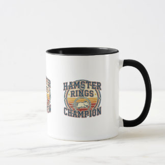 Caneca Campeão de Anéis de Hamster Design Retro