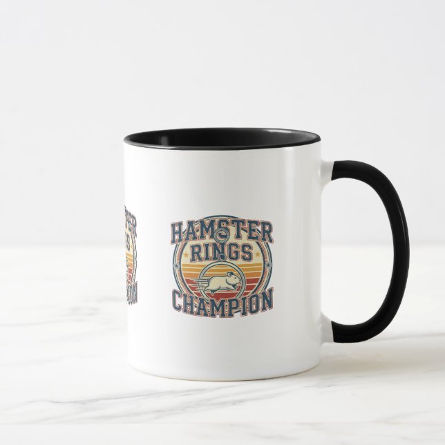 Caneca Campeão de Anéis de Hamster Design Retro (Direita)