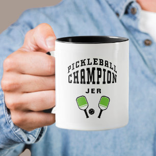Caneca Campeão de Pickleball Nome Personalizado Inicial C