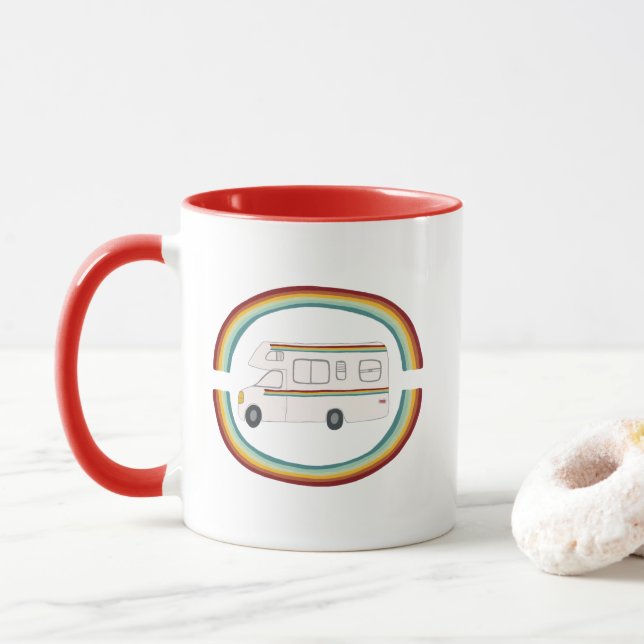 Caneca Campers felizes Rainbow RV Camper Motorhome (Com Donut)