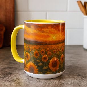 Caneca Campo de Girassóis Pôr do Sol