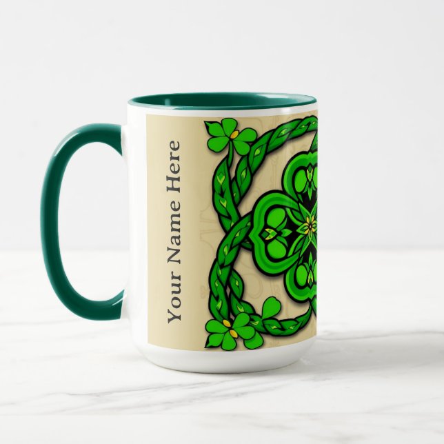 Caneca Campo de Trevo Verde Esmeralda Sem Costura (Esquerda)