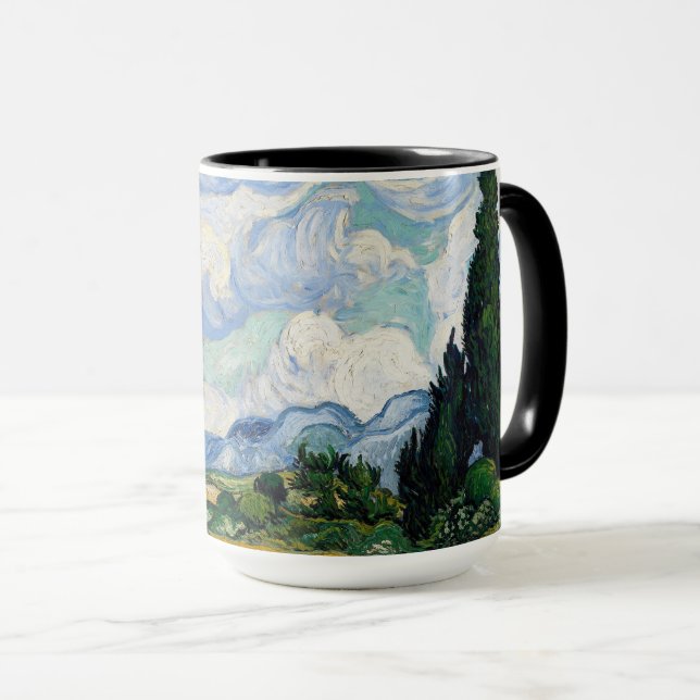 Caneca Campo de trigo com ciprestes (Frente Esquerda)