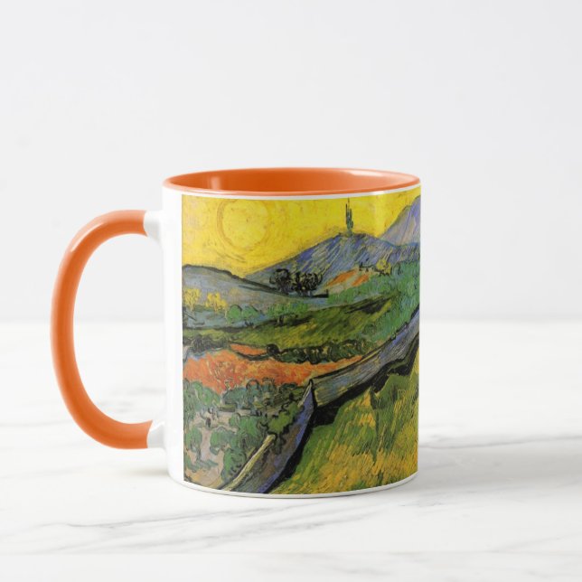 Caneca Campo de trigo Primavera, nascer do sol por Vincen (Esquerda)