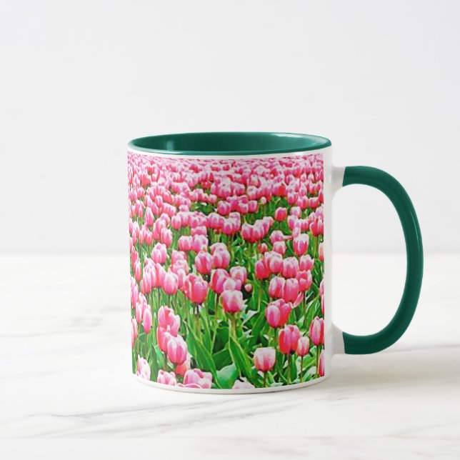Caneca Campo de tulipas cor-de-rosa (Direita)