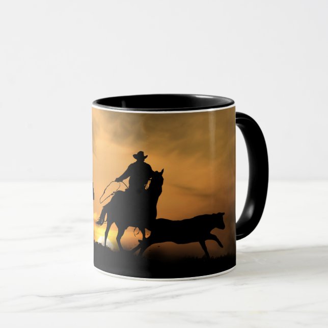 Caneca Campo do Vaqueiro do Team Roping (Frente Esquerda)
