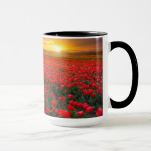 Caneca Campos da tulipa no por do sol nos Países Baixos